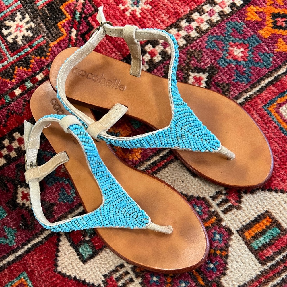 Cocobelle turquoise beaded sandles